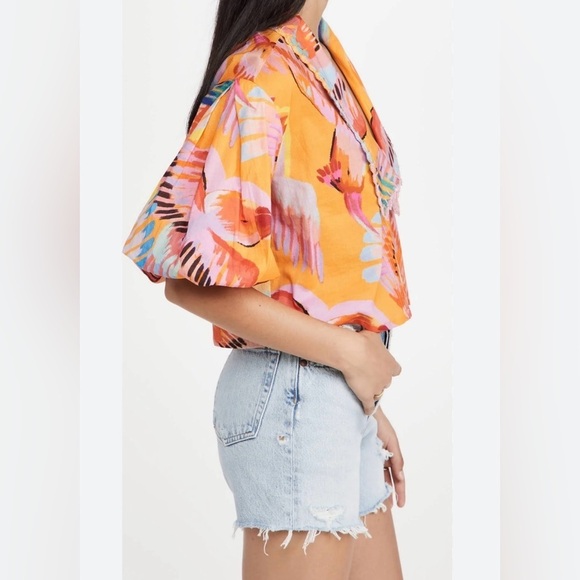 FARM Rio Neon Macaws Buttoned Blouse - Picture 6 of 15